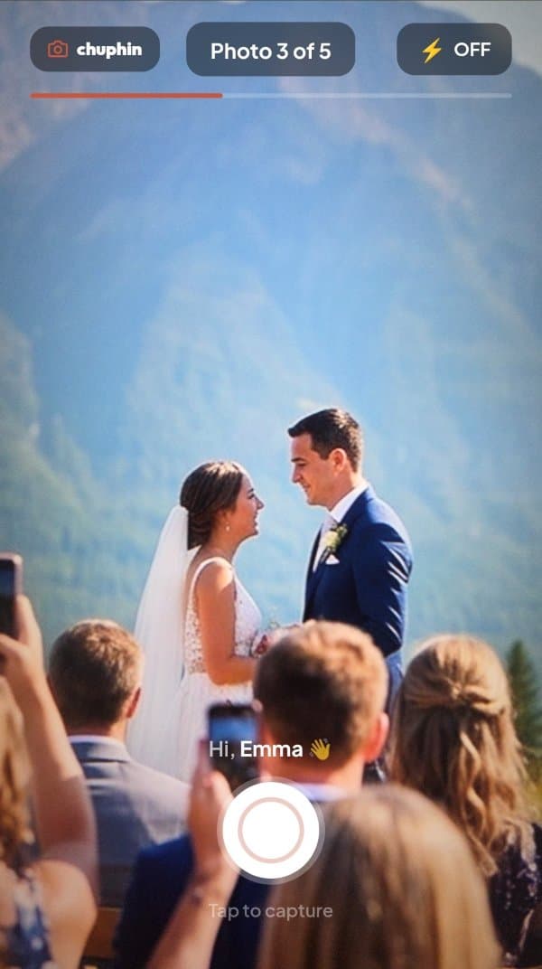 Chuphin guest camera viewfinder on a phone
