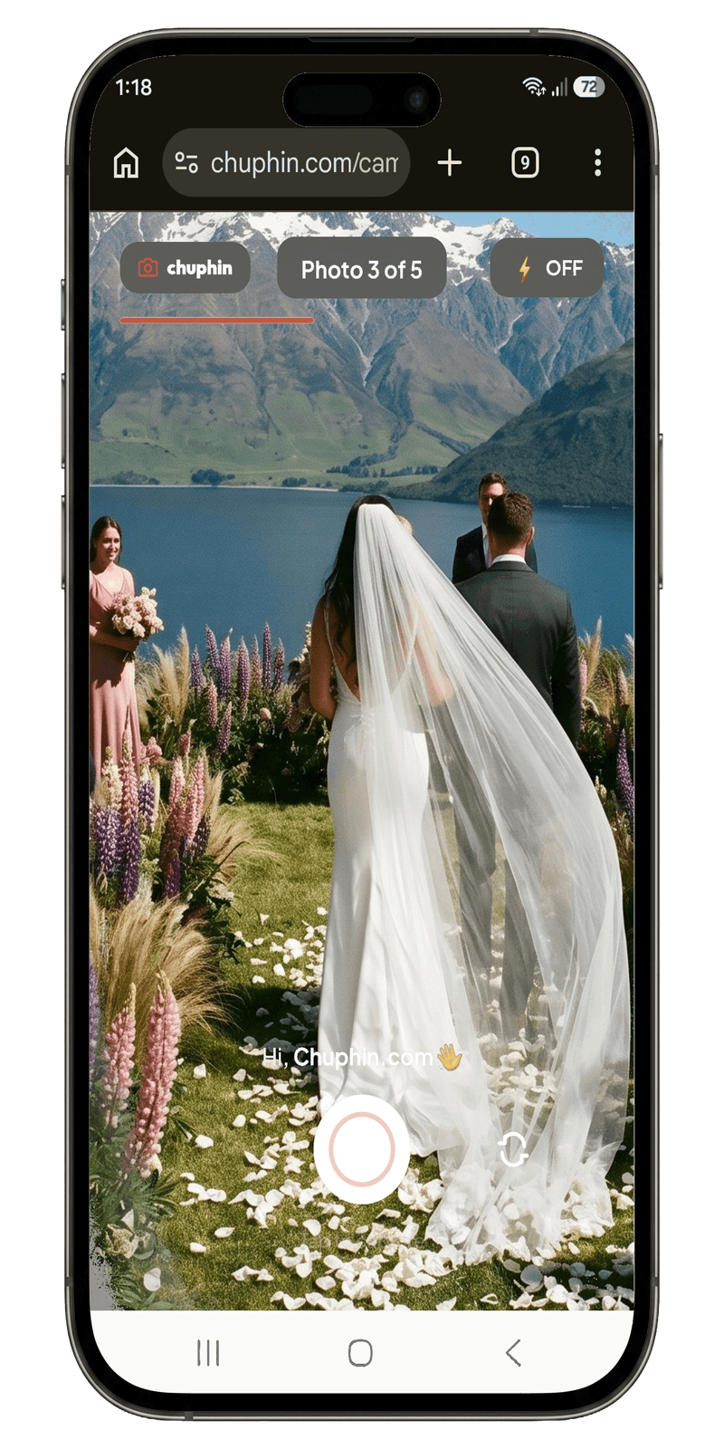 Chuphin guest camera viewfinder on a phone