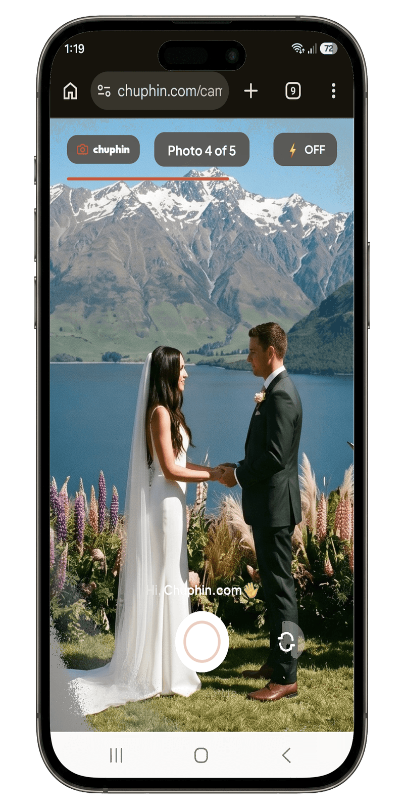 Guest taking a photo at an event using Chuphin